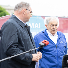 v.l.n.r.: Willi Mernyi, Vorsitzender Mauthausen Komitee Österreich; Mark Olsky, KZ-Überlebender und einer der drei "Mauthausen Babys" © MKÖ/Alissar Najjar