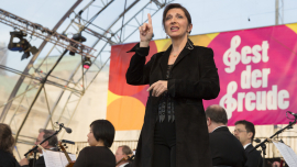 Übersetzerin in Gebärdensprache auf der Bühne beim Fest der Freude 2015 © MKÖ/Sebastian Philipp