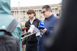 v.l.n.r.: Effi Purtscheller, Verein GEDENKDIENST; Oskar Deutsch, Präsident Israelitische Kultusgemeinde Wien; Niki Kunrath, Initiative Jetzt Zeichen Setzen © MKÖ/Alissar Najjar