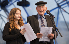 Anna Shani und Daniel Chanoch bei ihrer Rede am Fest der Freude 2016 © MKÖ/Sebastian Philipp