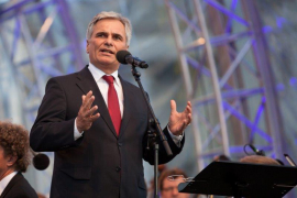 Werner Faymann bei seine Rede am Fest der Freude 2014 © MKÖ