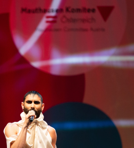 Nahaufnahme von Conchita während ihrer Rede am Fest der Freude 2019 © MKÖ/Alissar Najjar