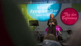 Maria Vassilakou hält eine Rede auf der Bühne beim Fest der Freude 2017 © MKÖ/Sebastian Philipp 