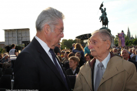 Dr. Heinz Fischer im Gespräch mit Marko Feingold beim Fest der Freude 2015 © MKÖ/Wolfgang Kerndler