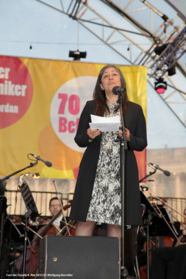 Maria Vassilakou bei ihrer Rede am Fest der Freude 2015 © MKÖ/Wolfgang Kerndler